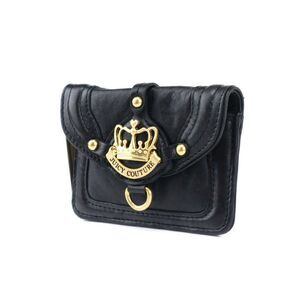 NEW Juicy Couture Crown Leather Skinny Coin Case Black